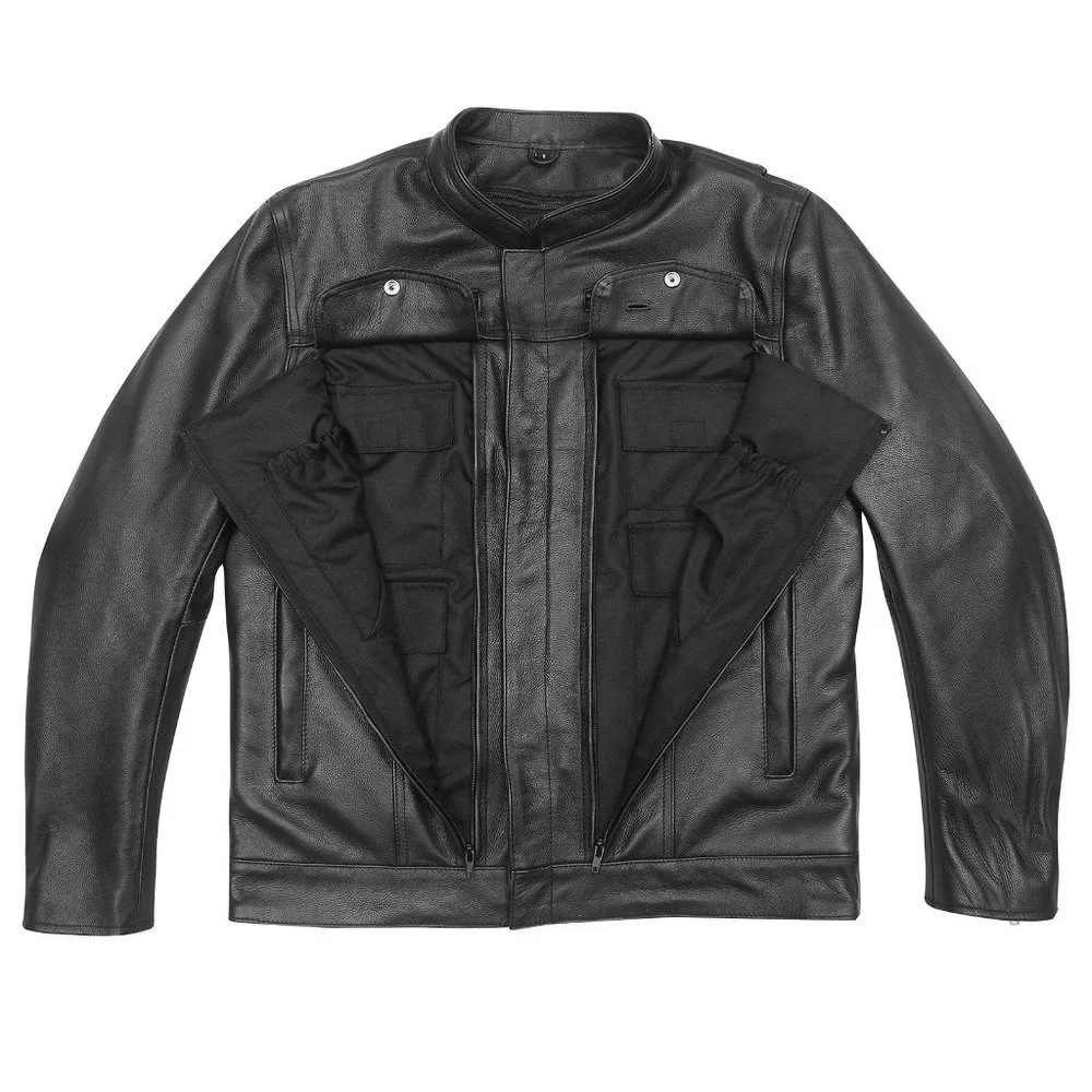 Men's Top Performer Motorcycle Leather Jacket with Double Conceal Carry Pockets - Picture 4 of 8